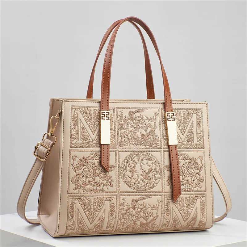 Bateli 2025 Spring Geometric Embroidery Handbag Cross body with Zipper Pocket (8 Colors) PU Leather Womens Wallet Y250319