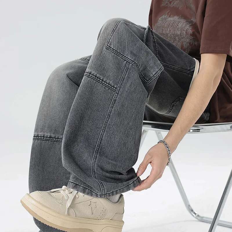 Designer Jeans Brand New Men's Jeans Spring New Stretch Waist Loose Straight Leg Wide Leg Street Hip Hop Loose Fashion Men's Denim Pants