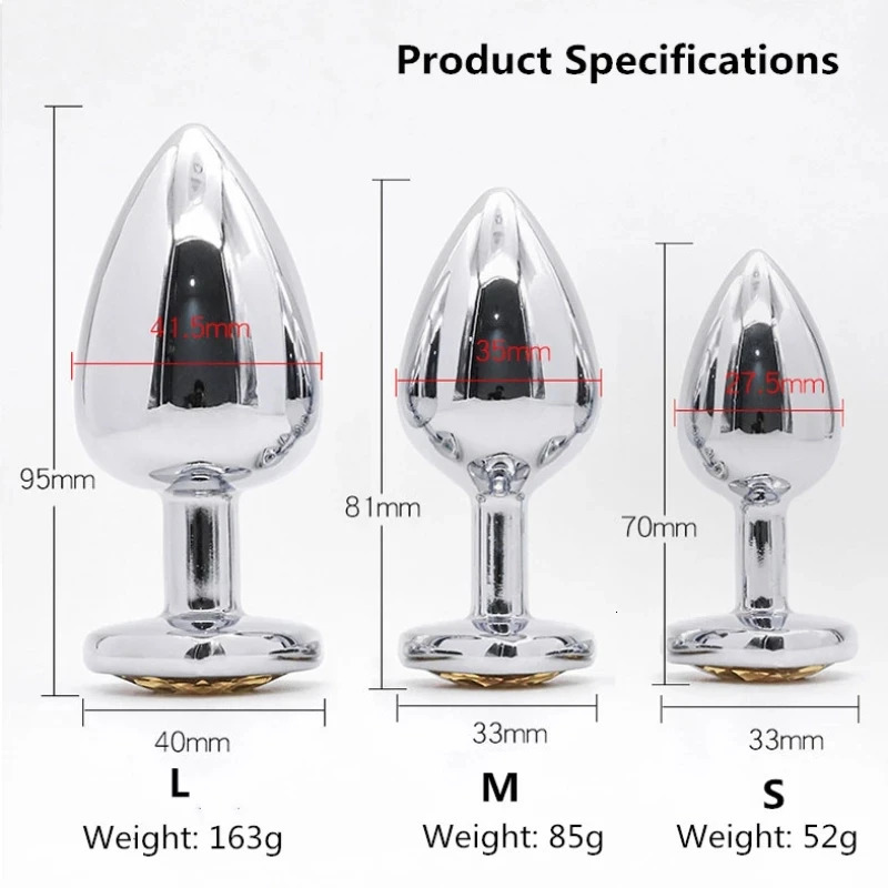3 Size Anal Plug Heart Stainless Steel Crystal Anal Plug Removable Butt Plug Stimulator Anal Sex Toys Prostate Massager Dildo 250320