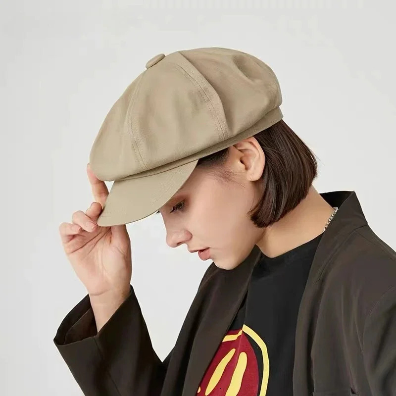 Octagonal hat mens breathable cotton baseball cap womens spring and summer gentleman fashion British retro casual beret mens and girls 250320