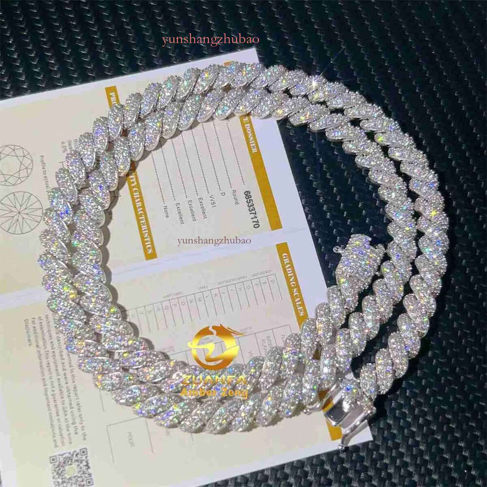 Stock Ready to Ship Gra Certificated Vvs Moissanite Dia 8mm 18inch Hip Hop Iced Out Rope Chain