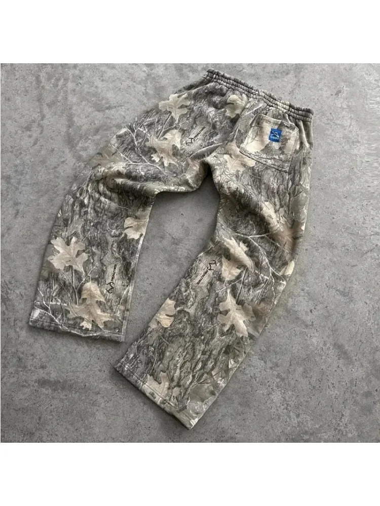 Pure Cotton Material Camouflage Jogger Sweat Pants Mens Embroidered Pattern High Street Casual Pant Oversized Loose Pants Women 250320