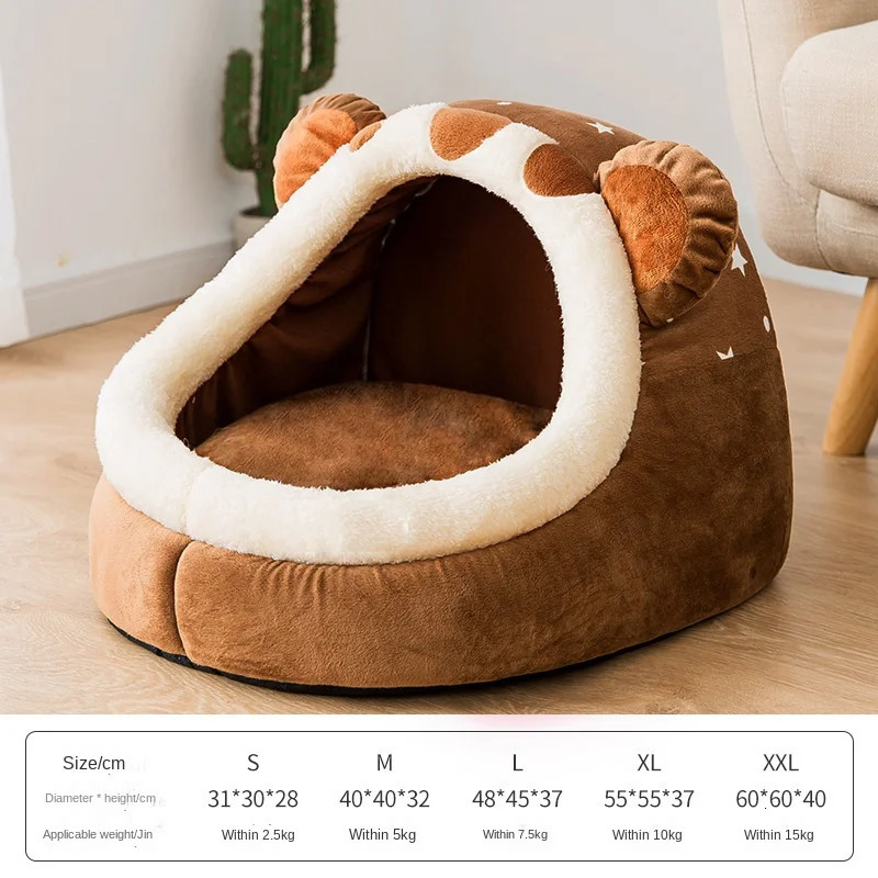 Cat Beds Furniture Winter Dog Bed Self-Warming Puppy House Cozy Cat Sleeping Tent Cave Beds Indoor Kitten Nest Kennel Hut for Small Medium Cats