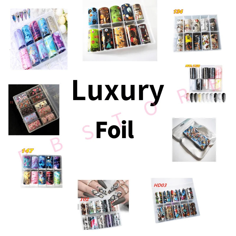 10 Roll Nail Art Transfer Foil Set and Butterfly Nail Art Foil Transfer Stickers 4*100cm 250314
