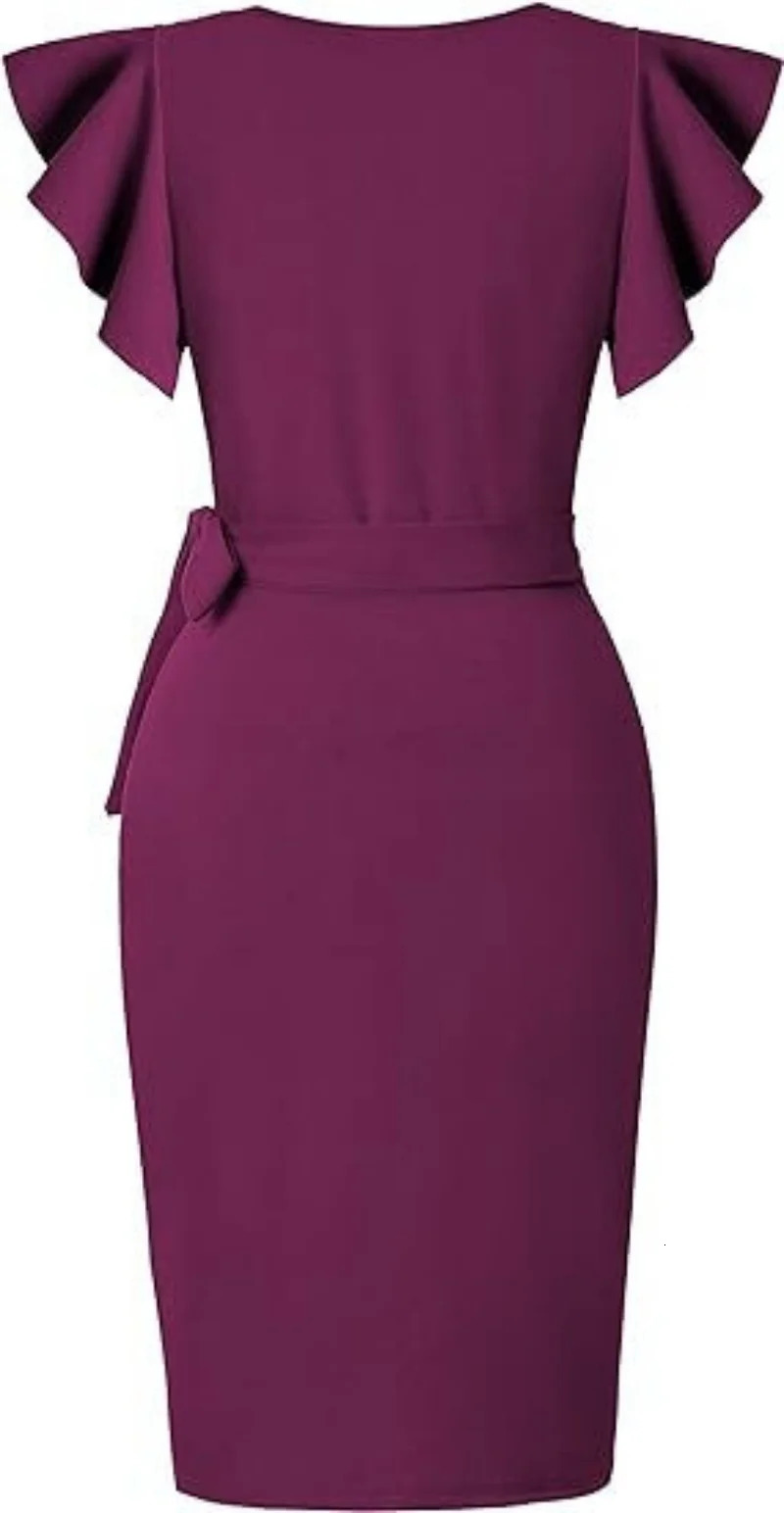 Sexy summer dress cocktail artificial packaging deep Vneck ruffled sleeves party work women formal wedding 250320