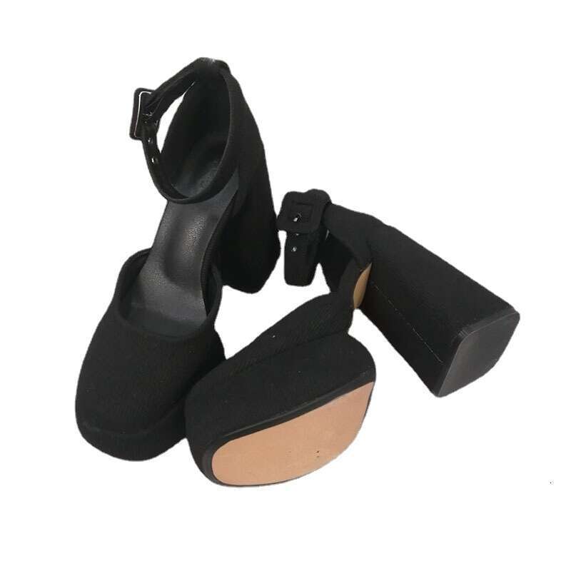 High Heel Barbie Pink Shoes Spring Summer New Versatile Square Head Strap Back Bag Waterproof Platform French Coarse High Heels Sandals For Women