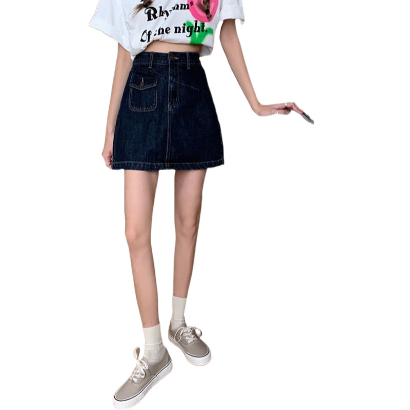 K41551 A3 high quality single breasted denim skirt female summer 2024 new tight hot girl sexy hip short skirt