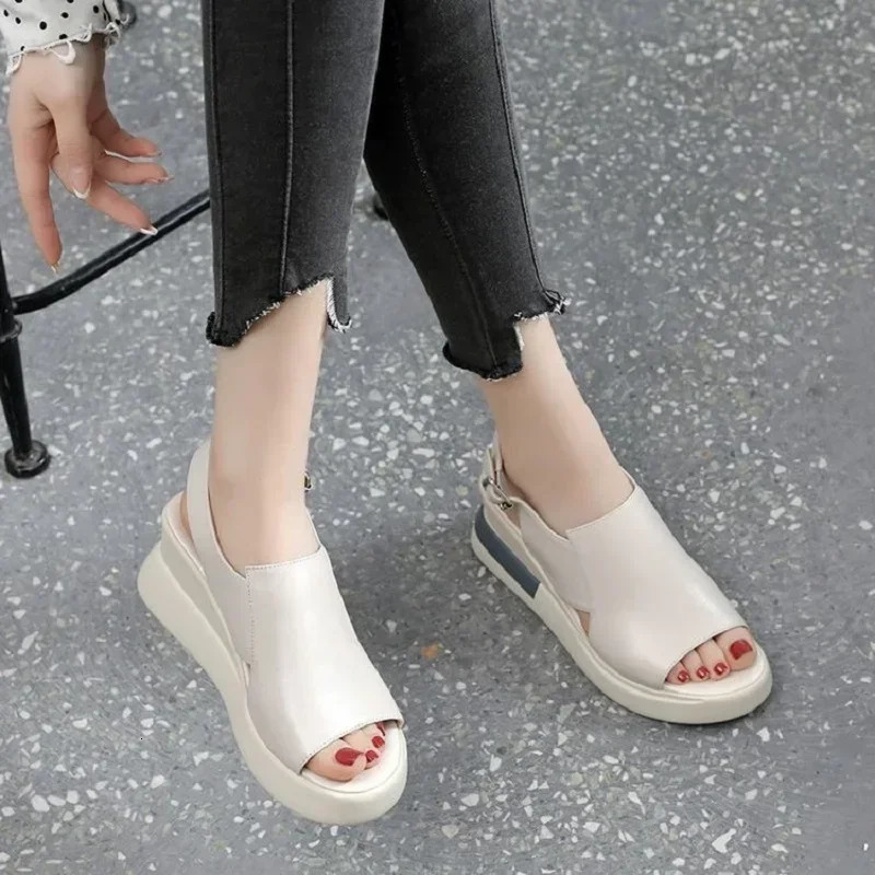 Summer Wedge Platform Sandals Fashion Retro Romen Beach Shoes Womens Casual Peek Toe Soft and Comfortable 250321BJ - view 4