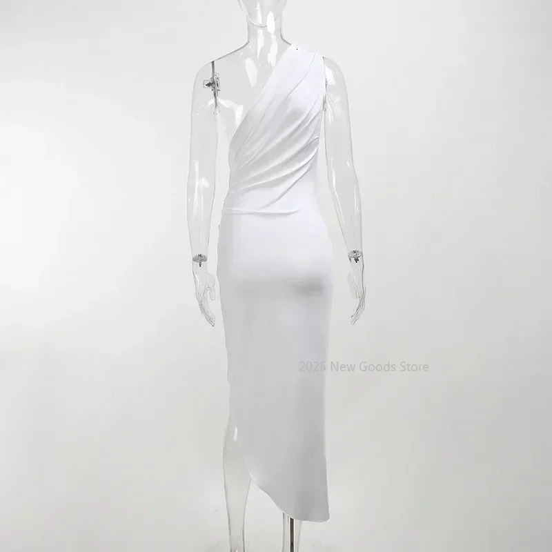 One-shoulder Asymmetric Black White Beach Dress Midi Beach Cover up Woman Swimwear Bikini Tunic Beachwear Outfit 250320