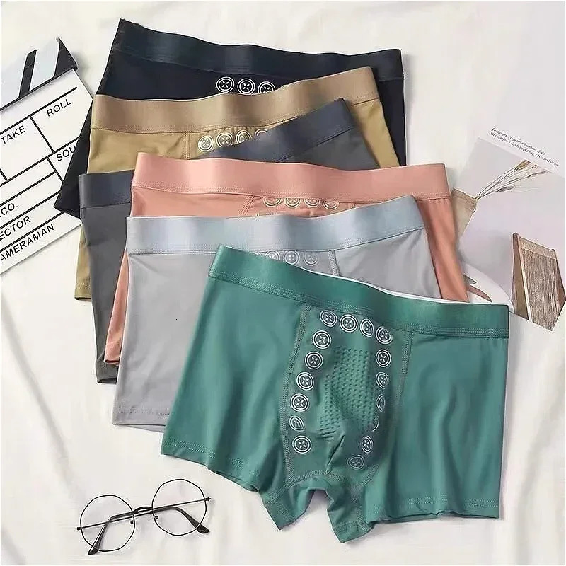 Men Boxer Shorts 3A Graphene Antibacterial Ice Silk U Bulge Pouch Underwear Boxershorts Seamless Breathable Male Panties 250320