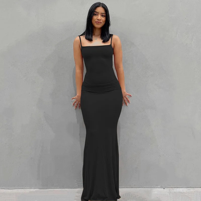 WUZIJING satin slip sleeve backless long dress Y2K summer tight fitting elegant sexy womens birthday party club 250320