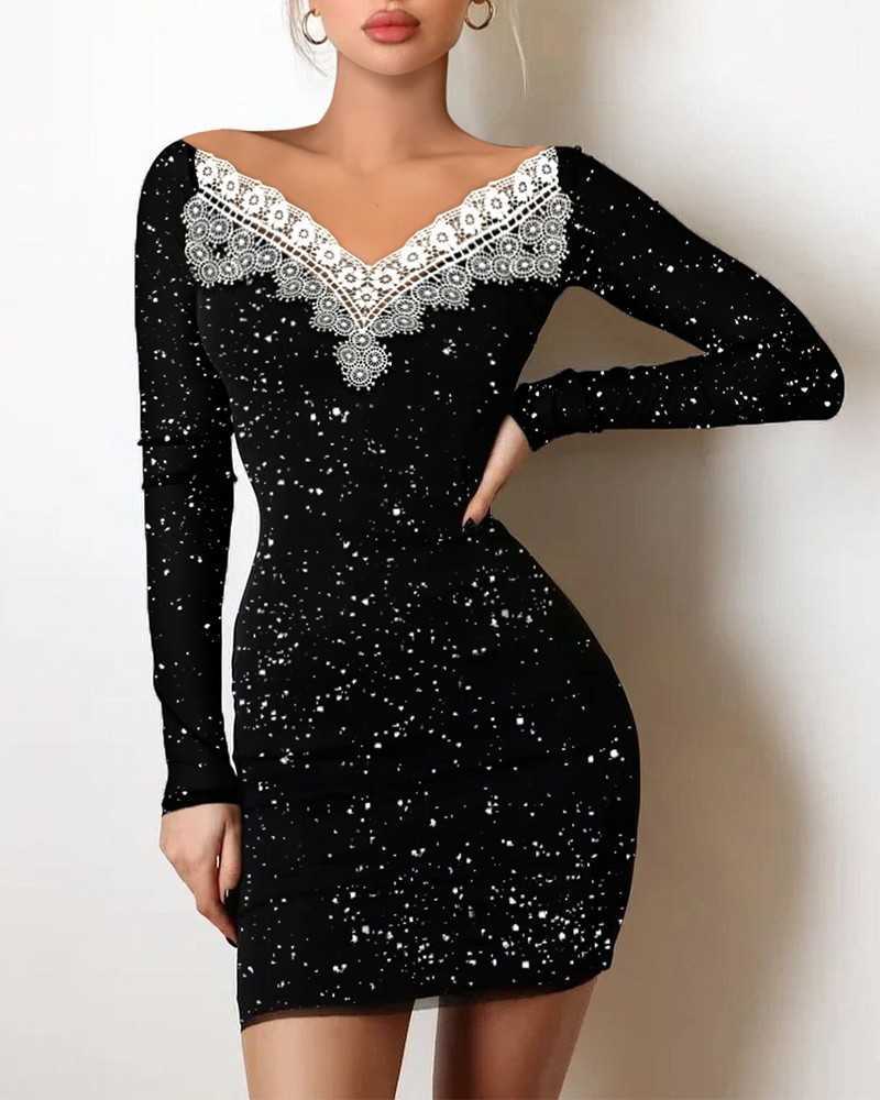 Women's Slim Fit Ironing Silver Line Shoulder Wrap Hip Black Dress Evening Dress 250315