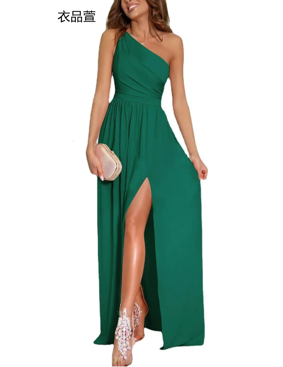 Women Elegant Dress Evening Party Prom Wedding Club Graduation Backless Sleeveless One Shoulder Maxi Dresses Sexy Vestido 250320