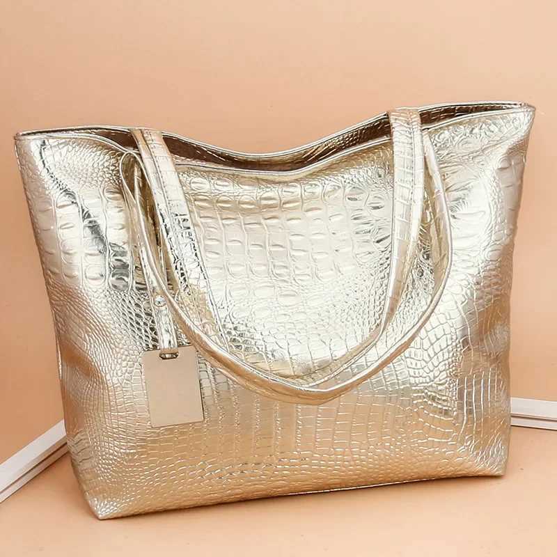 Fashion casual womens shoulder bag silver gold black bottom handbag PU leather womens large hand bag Sac Y250320