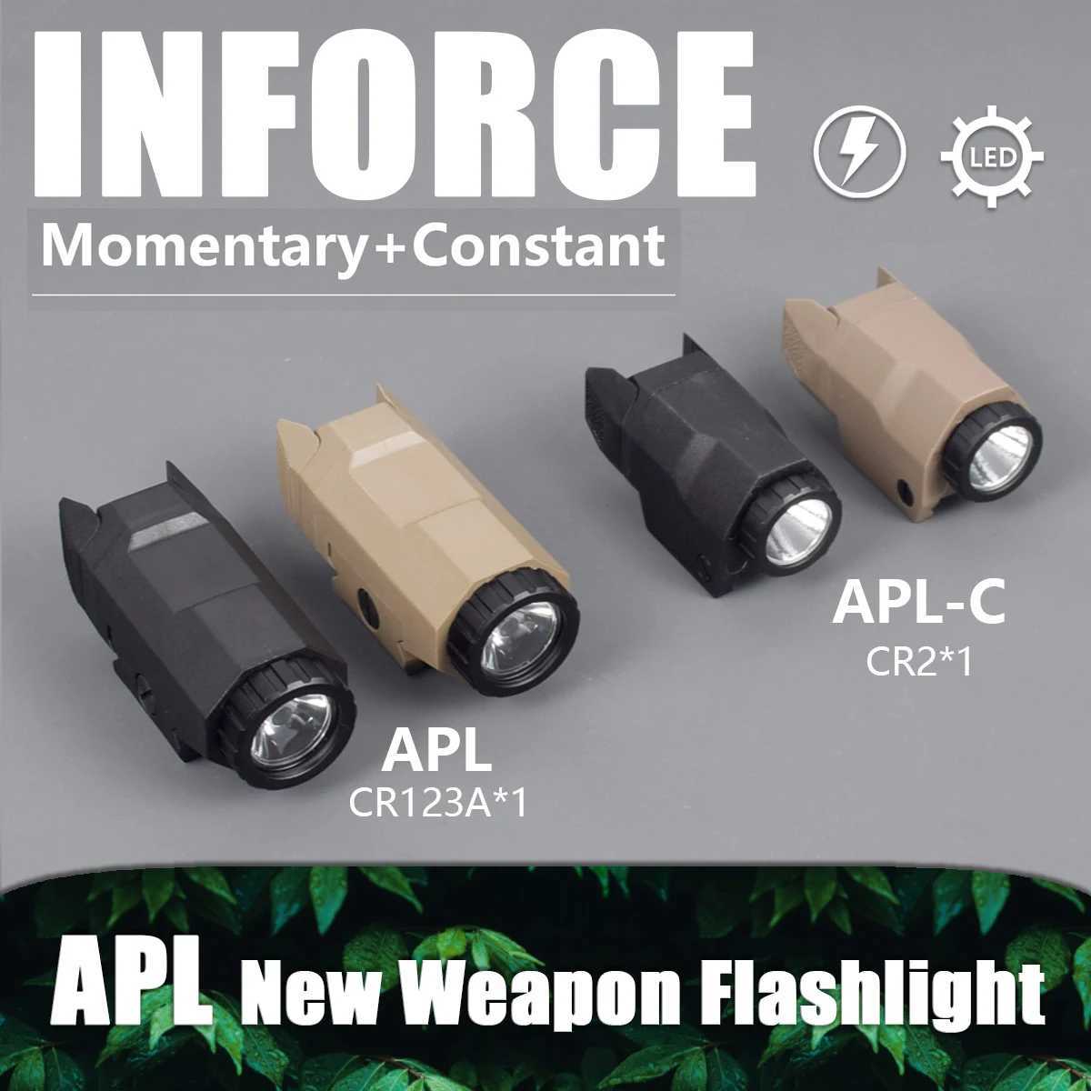 Tactical INFORCE APL APL-C Weapon Gun Light Airsoft Rifle Strobe LED Torch Fit 20mm Rail Pistol AR15 AK47 Hunting Flashlight X250321