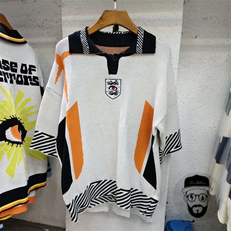 House Of Errors New Lapel Polo Shirt Multi-Color Jacquard Truth Eye Designer Soft High-Quality Pure Cotton Sweater Tops