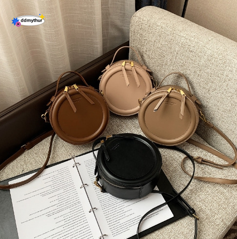 Niche Design Retro Hong Kong Style Fashion Handbag for Women 2024 Spring/Summer New Texture Single Shoulder Round Crossbody Bag #29 ddmythur