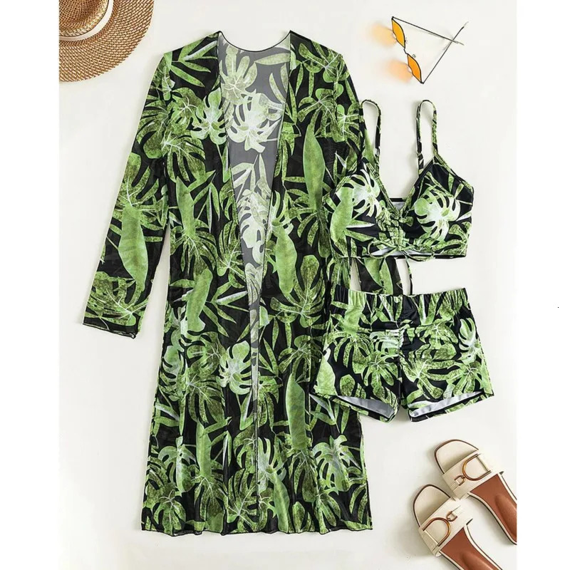 Print Three-Piece Swimsuits Tankini Sets Female Swimwear Push Up For Beach Wear Bathing Suits Pool Womens Swimming Suit 250320
