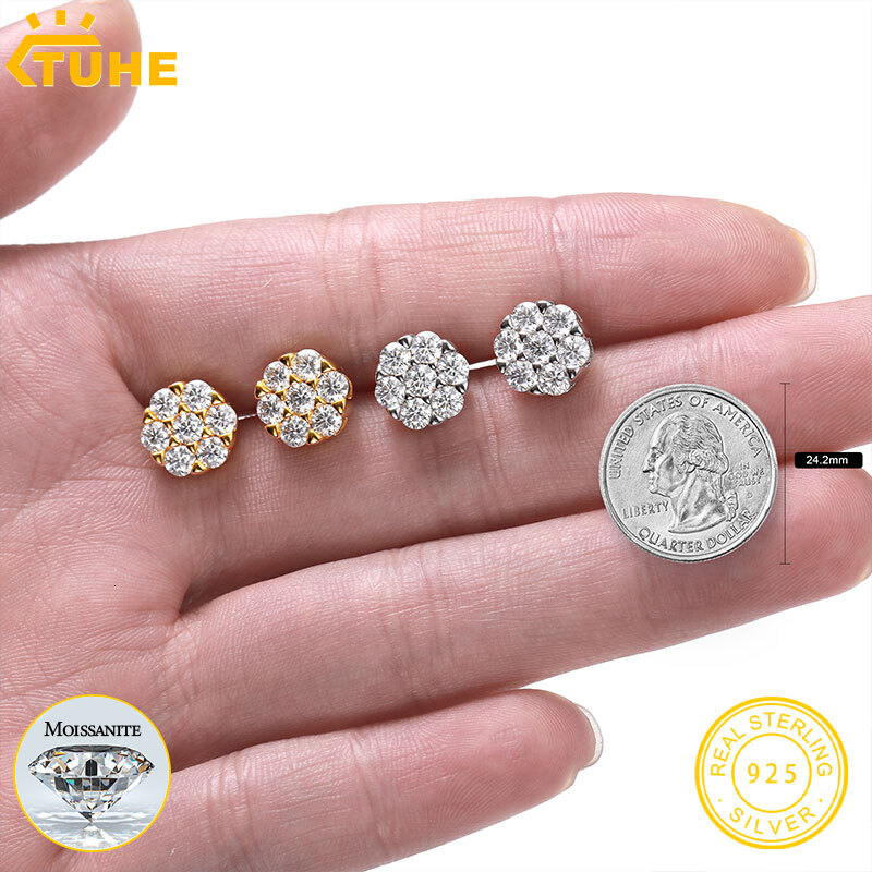 Classic Round Unisex Moissanite Earring For Women Sterling Silver 925 Earrings Mens Fashion Hip Hop Jewelry