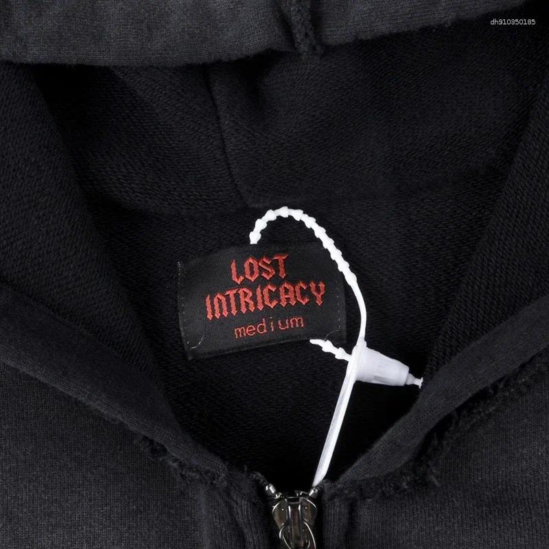 Men's Hoodies Zip-up Cardigan Lost Intricacy Hoodie Vintage Washed Logo Pattern Printed Autumn High Quality Casual Fashion Jackets