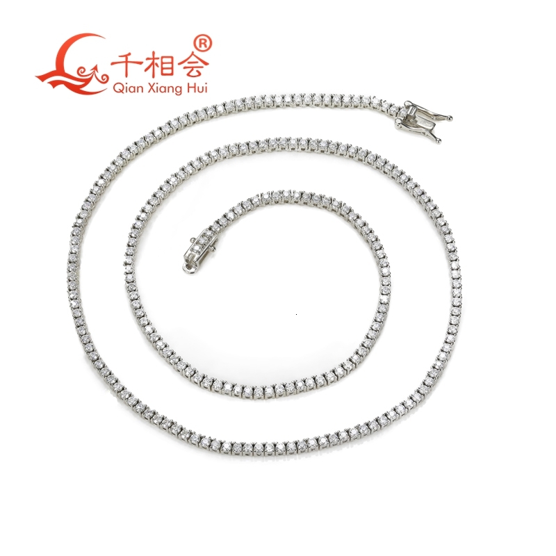 2mm Moissanite Tennis Necklace for Men Women 925 Sterling Silver D VVS White Single Row Jewelry Wedding Dating Gift Party