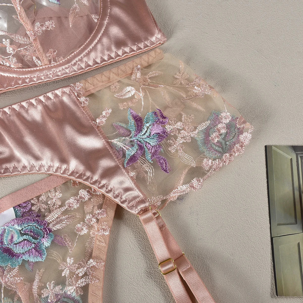 Ellolace Sensual Women Lingerie Fancy Floral Sheen Silk Underwear Transparent Garter Exotic Sets Fairy Intimate Goods 250320