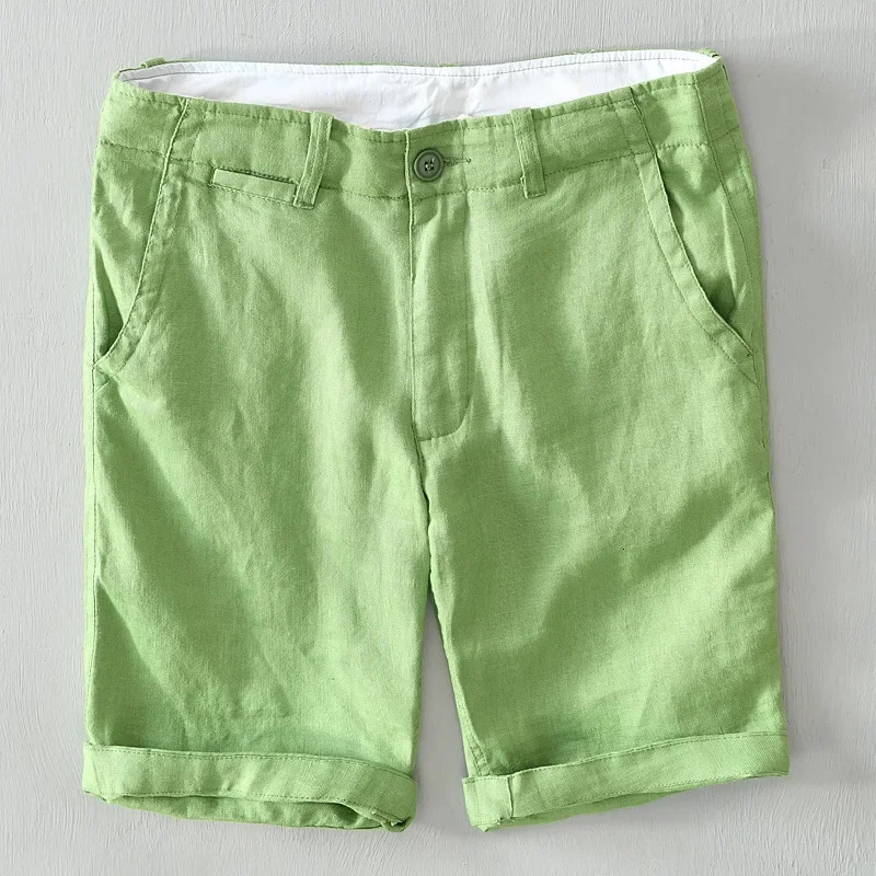 100% Pure Linen Shorts Fpr Men Summer Fashion Loose Beach Holiday Shorts Man Casual Shorts Plus Size Y2894 250320