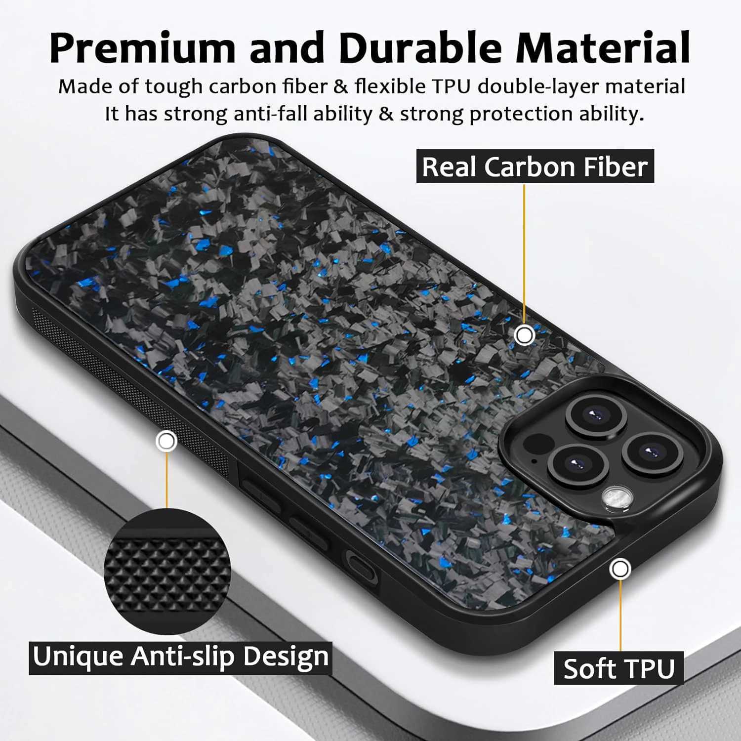 Luxury Gloss True Carbon Fiber Sheath for iPhone 15 Pro Max 14 13 11 Case Wireless Charging Forged Fiber Cover Shock Resistant O250321
