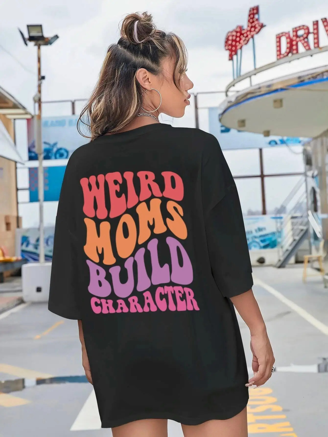 Weird Moms Build Character Letter Printed Plus Size Tee Women Fashion Prevalent T-shirts High Quality T Shirt Female Tshirt 250320