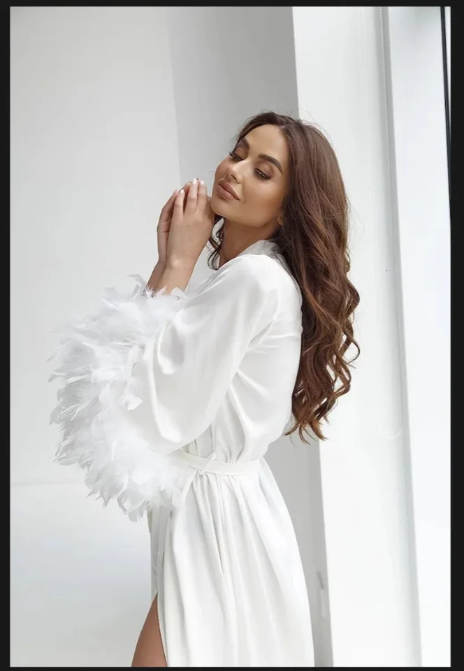 Long filament fabric white mooring fabric silk mooring fabric wedding kimono mooring fabric satin ribbon feather bridal dress 250321