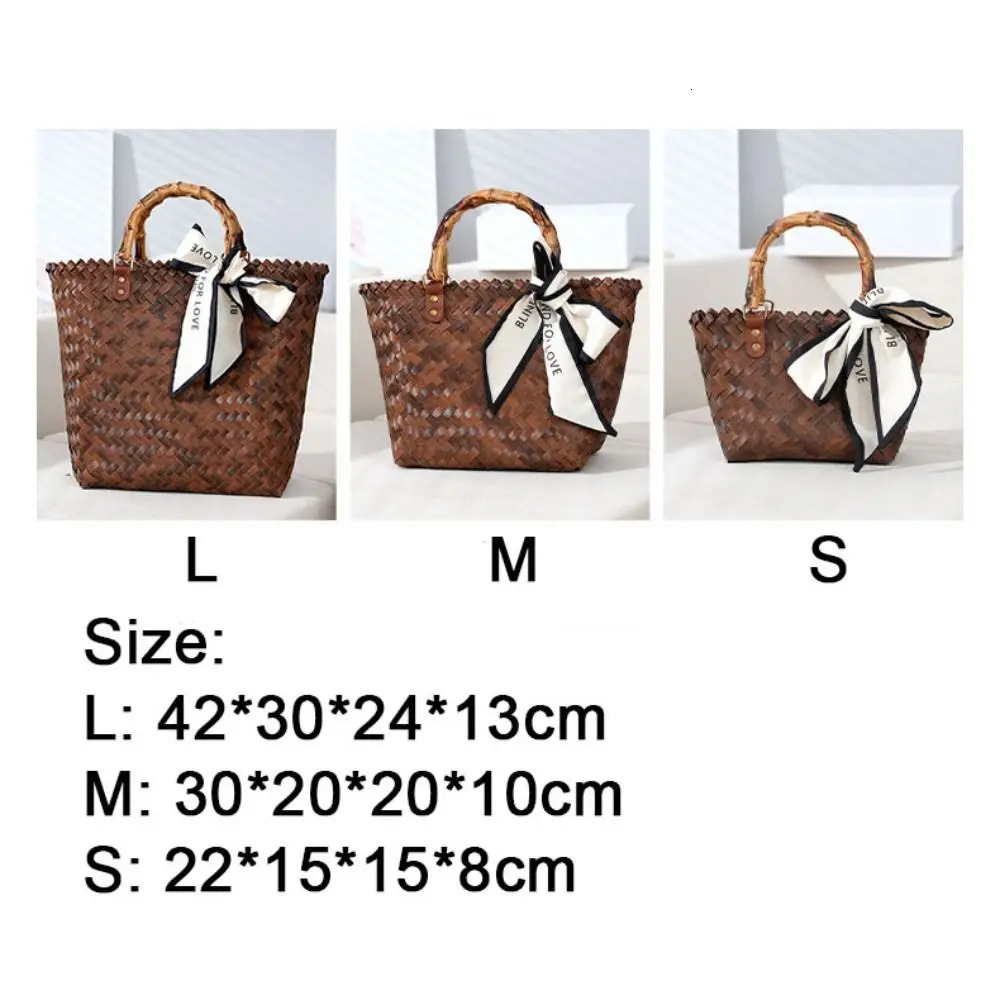 Womens large capacity bamboo handbag crochet bag casual womens shopping vacation beach 250317