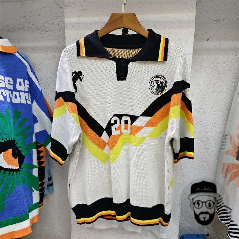 House Of Errors New Lapel Polo Shirt Multi-Color Jacquard Truth Eye Designer Soft High-Quality Pure Cotton Sweater Tops