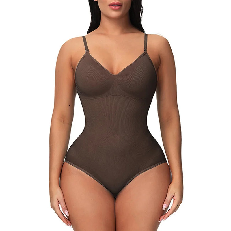 Seamless Shapewear Bodysuit For Women Tummy Control Butt Lifter Body Shaper Invisible Under Dress Slimming Strap Thong Underwear 250321