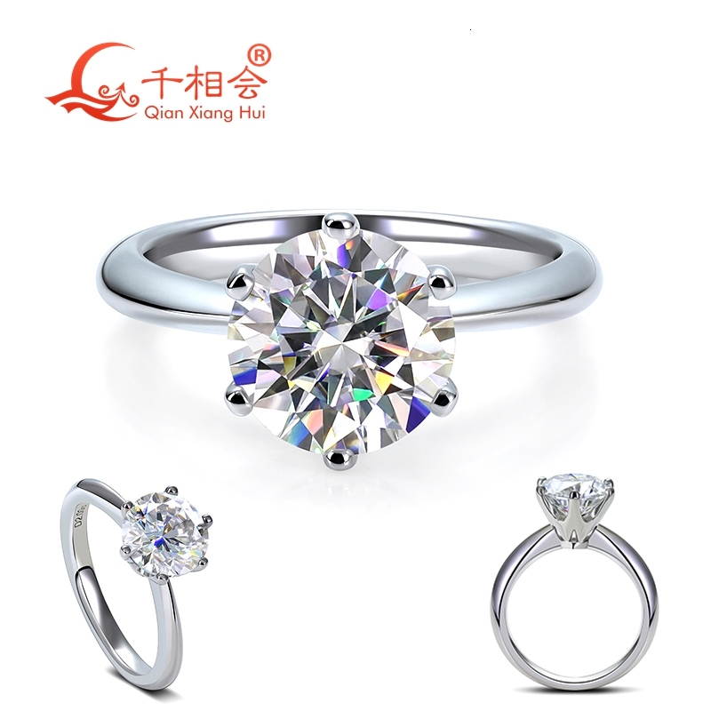 0.5ct 1ct 2ct 3ct round solitaire Ring Band 925 Sterling Silver D Moissanite Diamond women Ring Jewelry gift dating wedding GRA