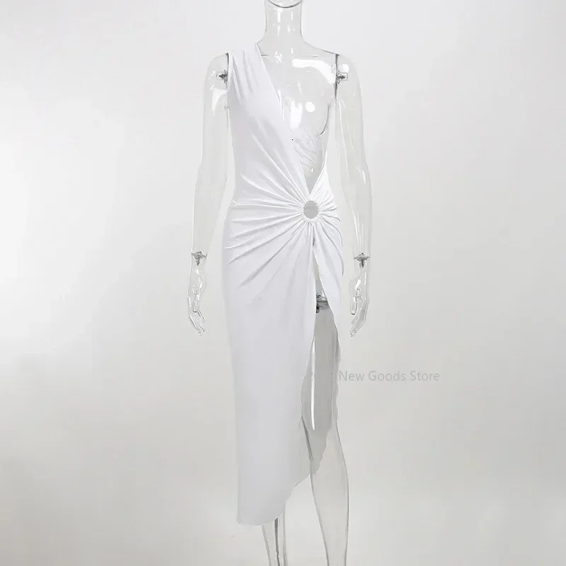 One-shoulder Asymmetric Black White Beach Dress Midi Beach Cover up Woman Swimwear Bikini Tunic Beachwear Outfit 250320