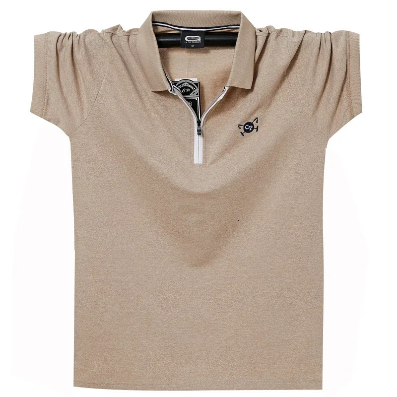 Summer Causal Lapel Short Sleeved Polo-shirt Zipper Polo Shirt Men Oversized Mens Half-sleeved Polo Shirt Men 4XL 5XL 6XL 250321