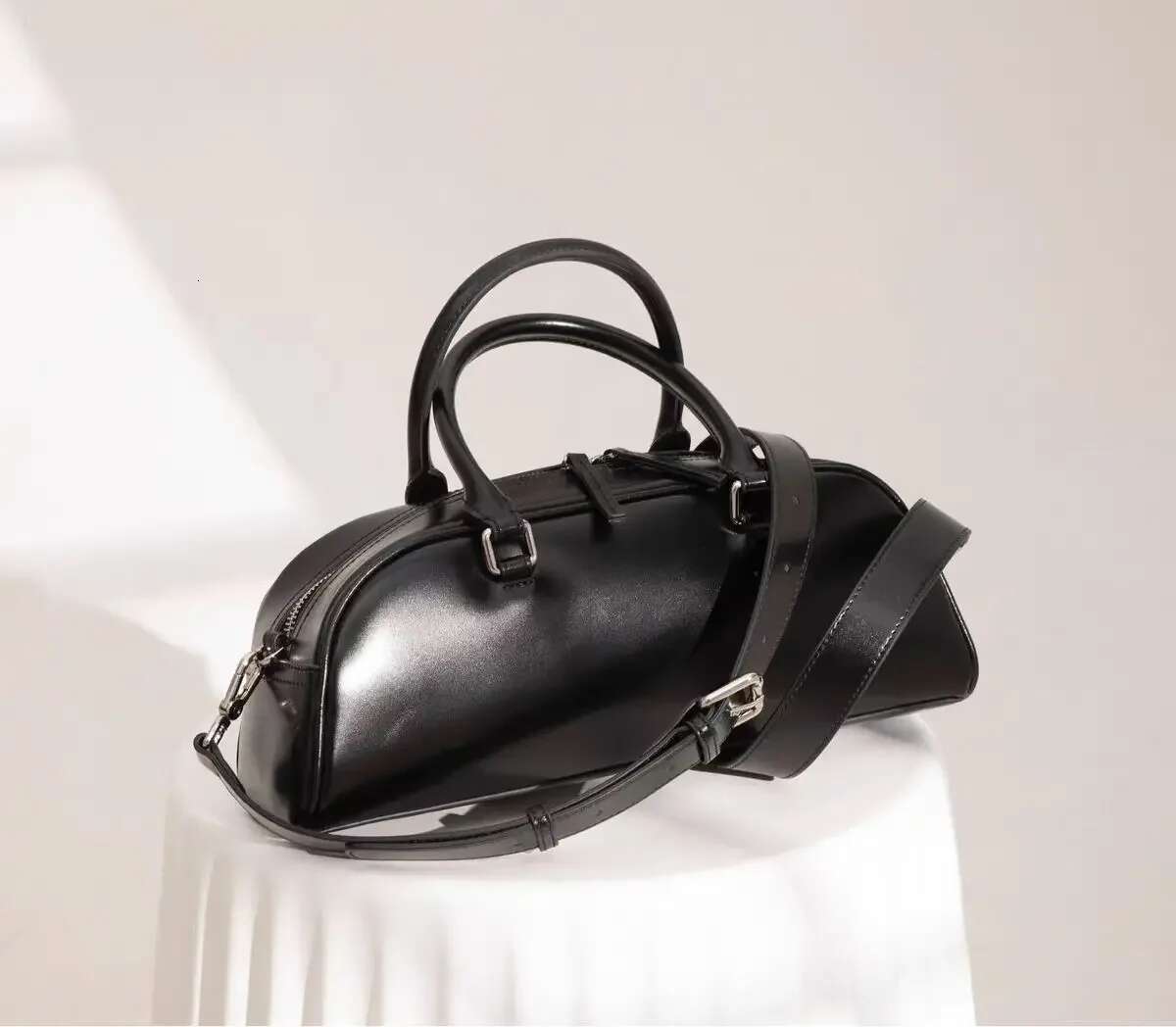 New Large Glossy Surface Oil Wax Cow Leather Women Handbag Horizontal Cowskin Tote Beige Sier Travel Shoulder Bag