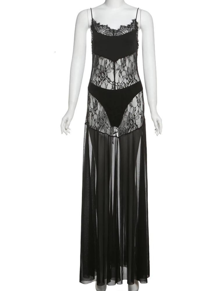 Nibber Vacation Patchwork Women Dress Sexy Backless Sleeveless Summer Trend See Thorugh Skinny Elegant Clubwear Maxi Bodycon 250317