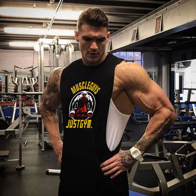 Muscleguys Fitness Drop Armhole Tank Top Men Gym Clothing Canotte Bodybuilding Tanktop Sleeveless Shirt Workout Vest 250320