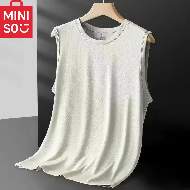 Mini ice silk vest mens mesh quick drying summer sleeveless T-shirt wide shoulder plus size sports fitness mens hollow K 250318