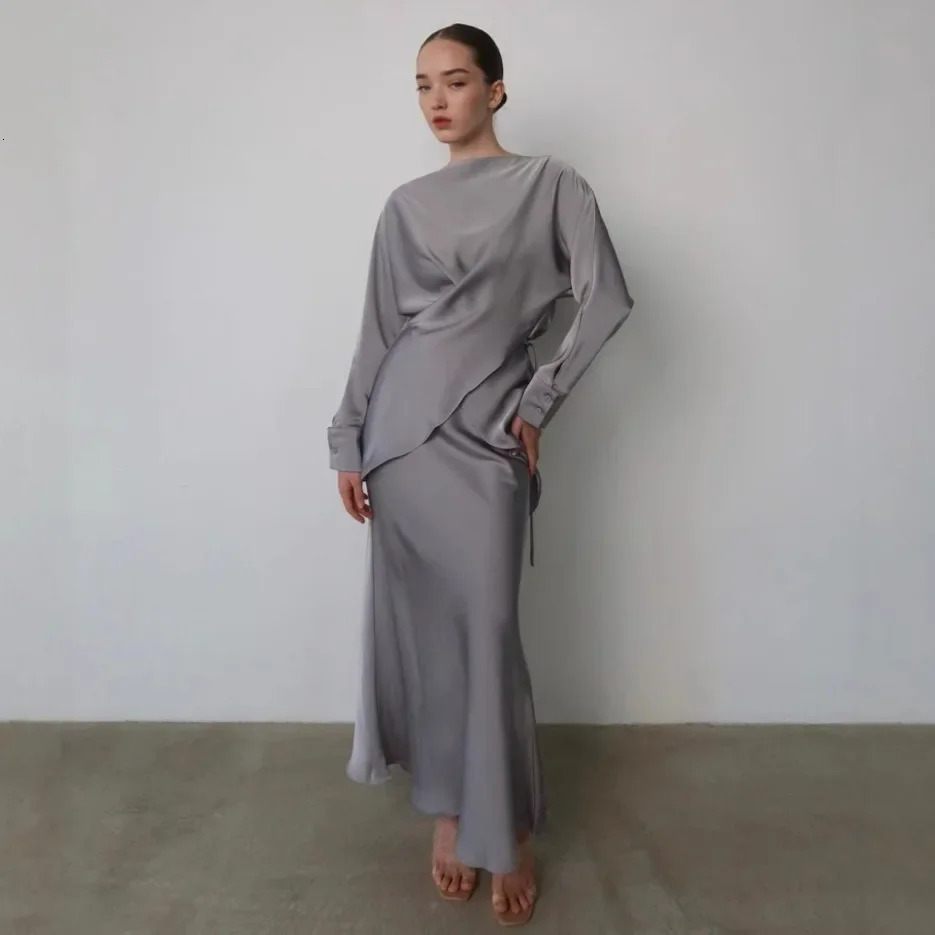 Elegant long sleeved top 2-piece set womens set European and American style freestanding made in China 250318