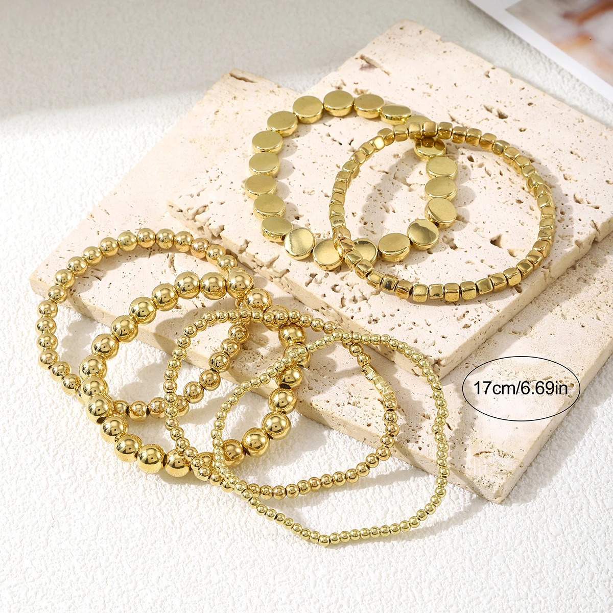 Vintage CCB Bead Beaded Bracelet Creative Flat Bead Star Bead Bracelet Set for Womens Bohemian Daily Versatile Jewelry Gifts 250318