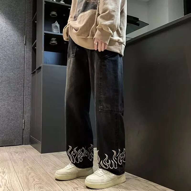 Designer Jeans Hip-hop Haruku Men's Jeans Streetwear 2025 New Personalized Embroidery Loose Denim Pants Brand Loose Straight Leg Wide Leg Men