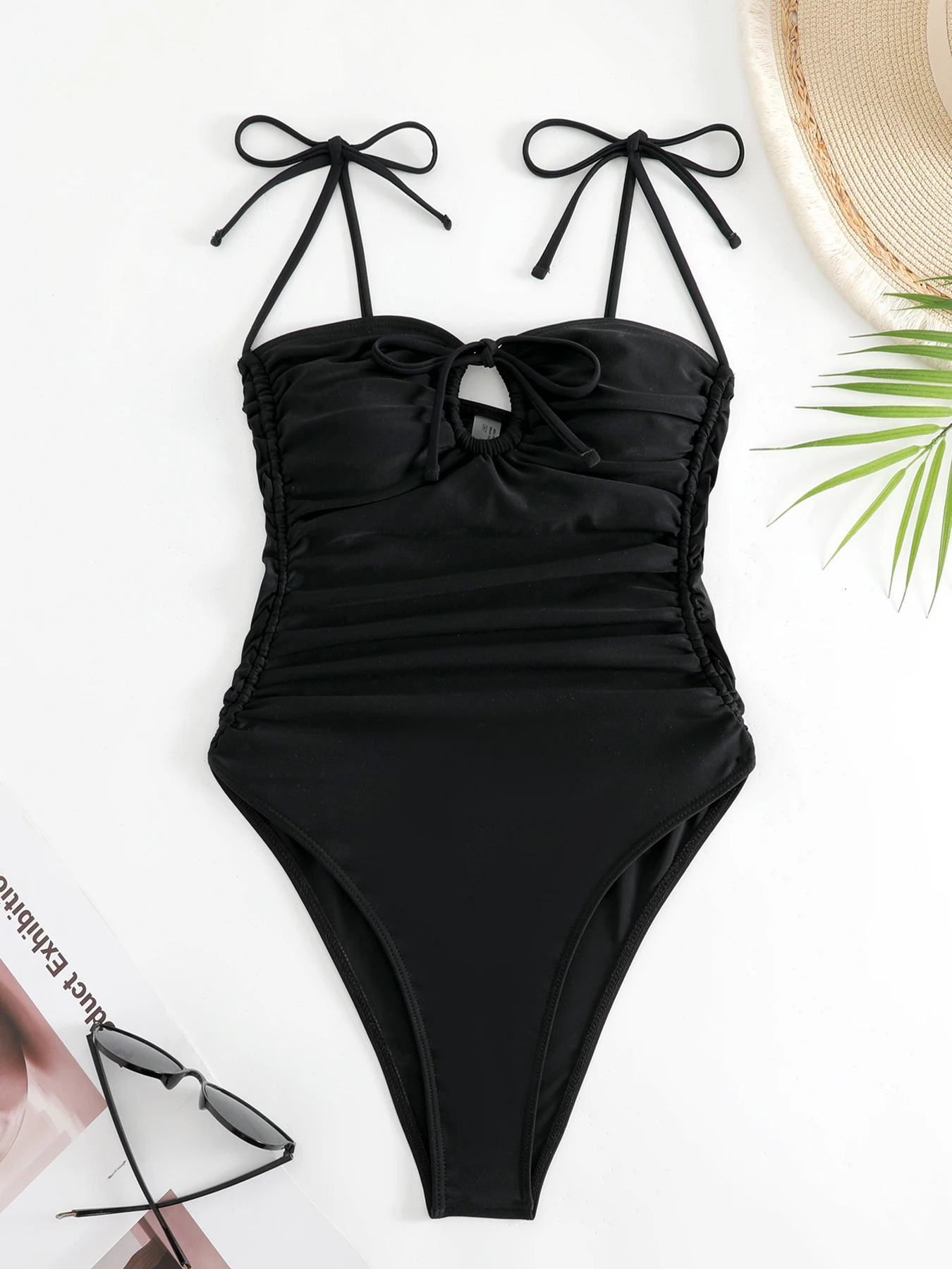 Sexy String One Piece Swimsuit For Women Drawstring Swimwear Female Bodysuit Monokini Bathing Suit Beachwear Swim Suits 250320