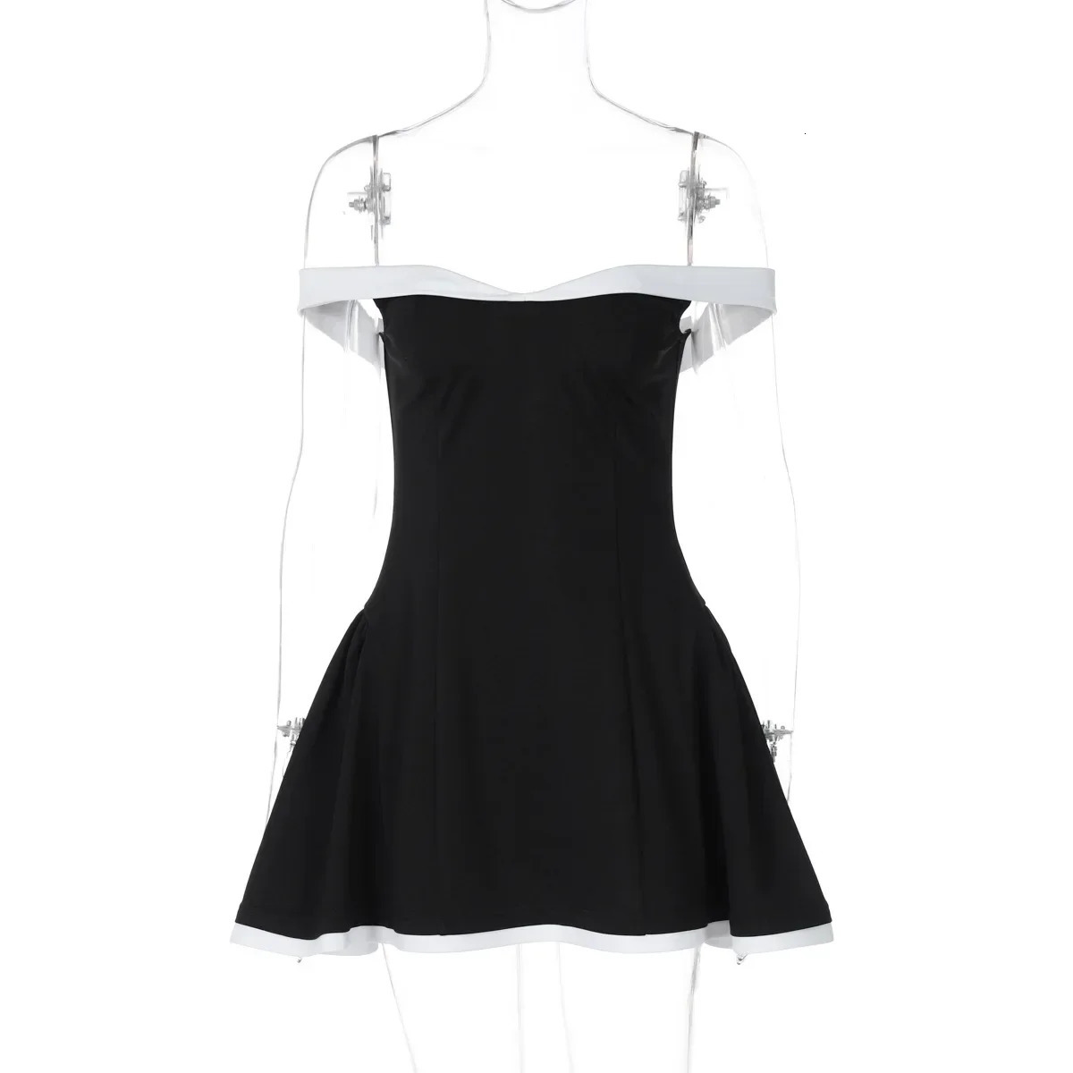 Sexy Strapless Backless Party Club Mini A Line Dress Outfits for Women Y2K Streetwear Summer Spring Sleeveless Dresses Patchwork 250320