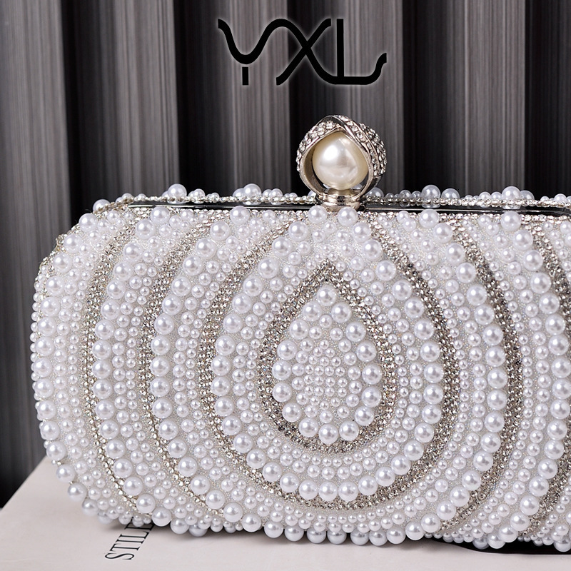 Elegant Vintage Pearl Evening Clutch Designer Wedding Handbag For Women European American Fashion Purses Ladies Handbags R250321