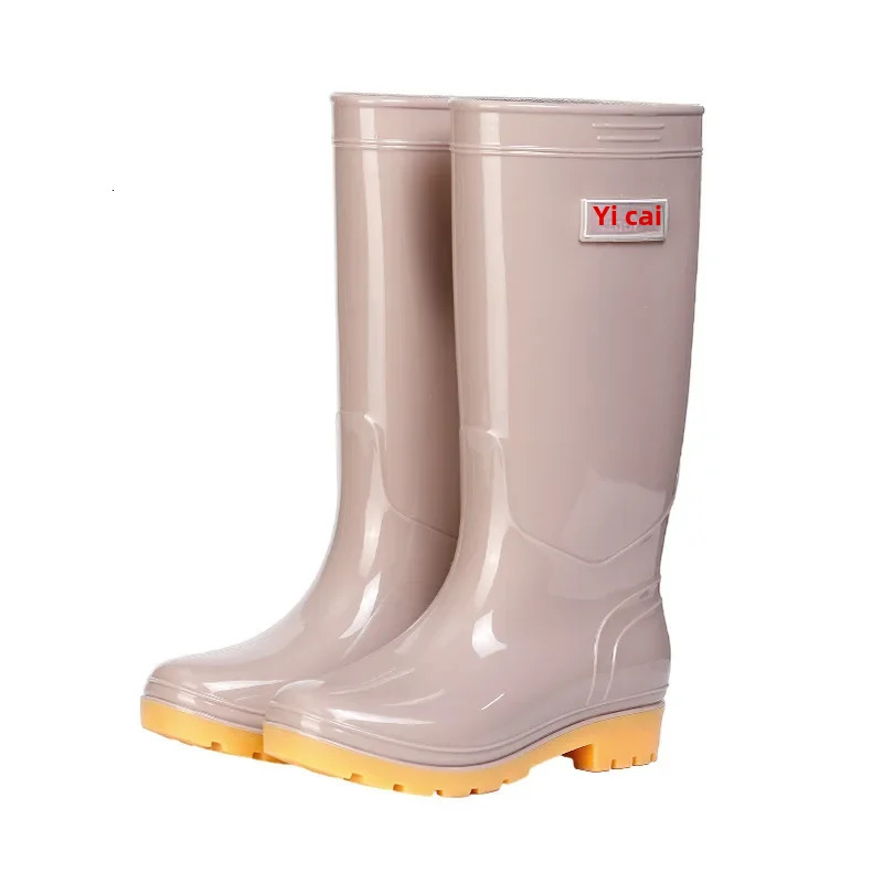 Womens High-top Rain Shoes Anti-slip Waterproof Fashionable Mid-top Warm Boots Long-lasting Rubber Material Fleece Lining 250317