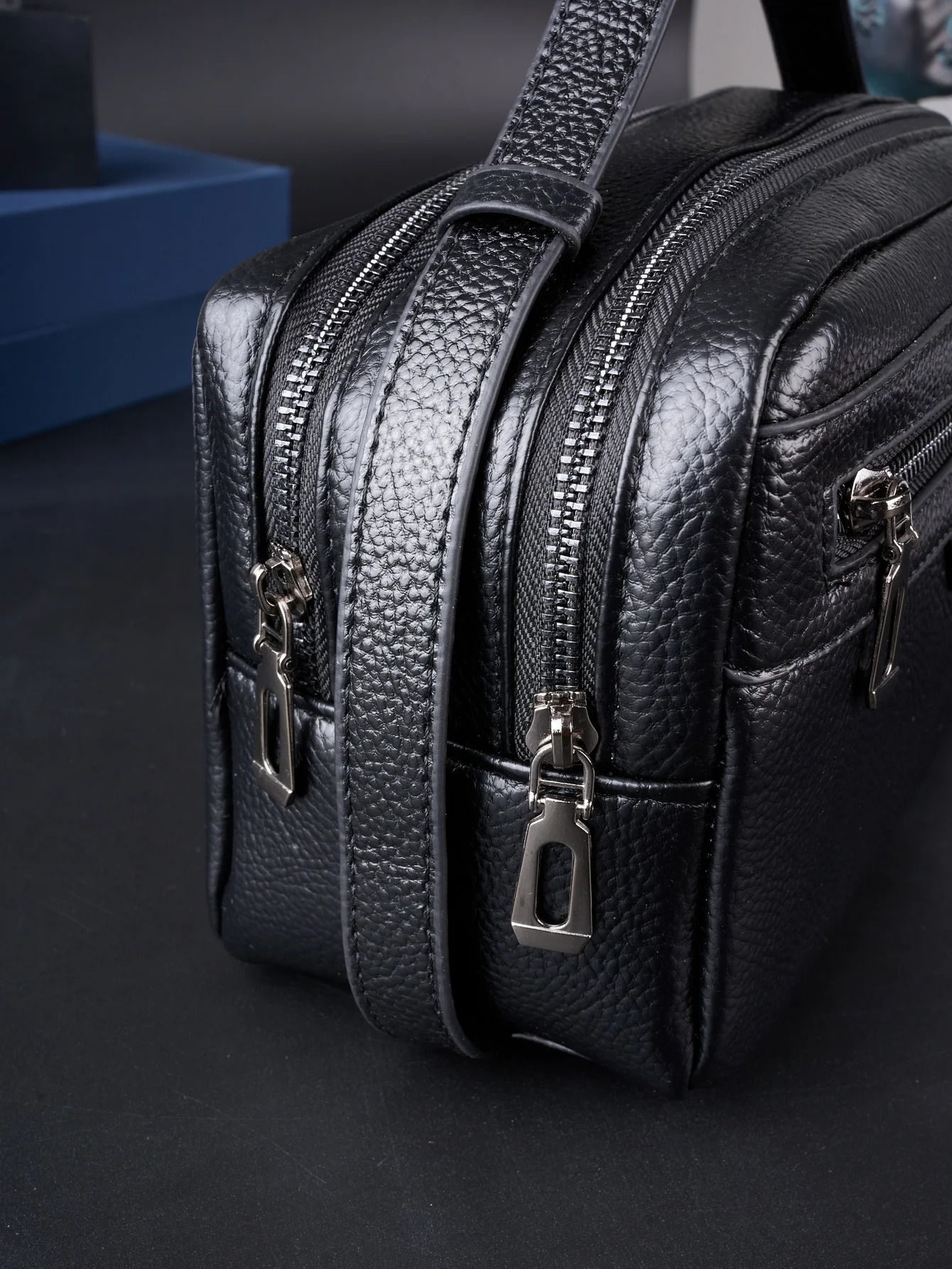 Mens large capacity business clutch bag with double zippers multi company wrist phone holder wallet 250317
