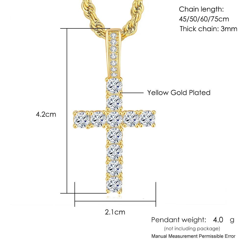 Hiphop Cross Pendant Necklace Womens Jewelry Declaration Mens Ice Chain Wholesale Gold HP003 250313