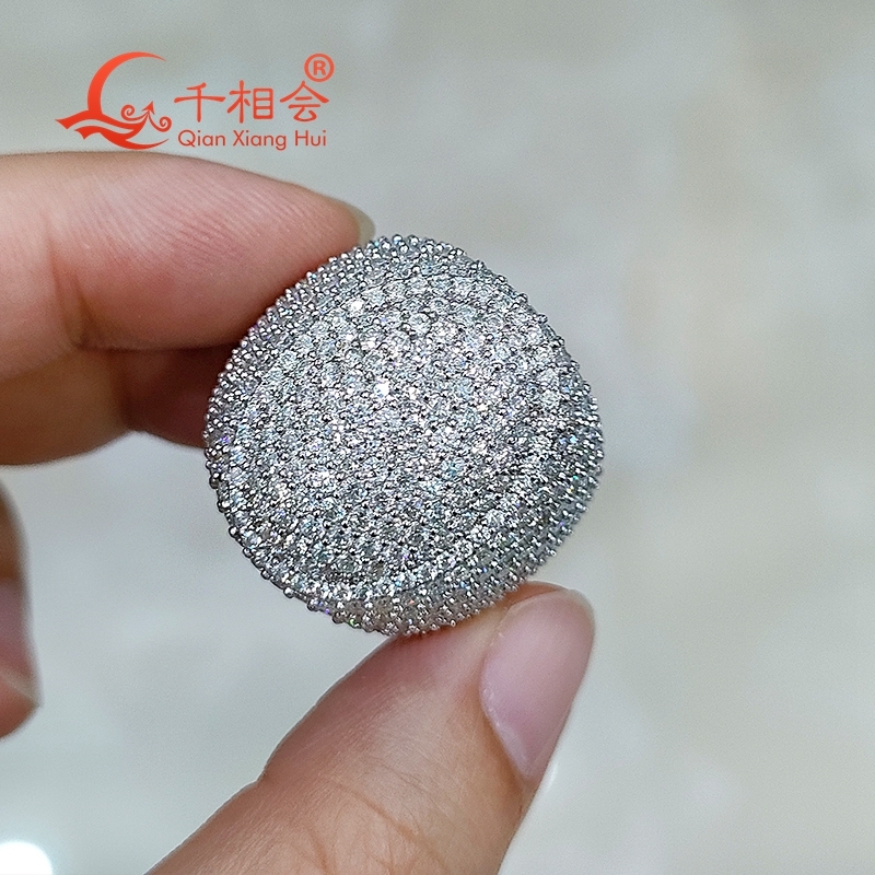 oval shape 24mm big size melee moissanite S925 Silver ring half band Mens womens Ring Luxury Style gift wedding